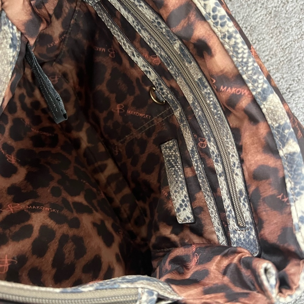 B. Makowsky Python Print Leather Shoulder Bag - image 3